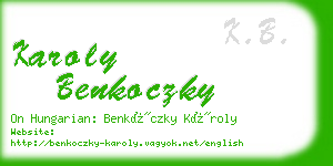 karoly benkoczky business card